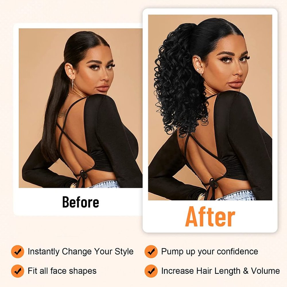 14 Inch Curly Drawstring Ponytail Extension - Picture 5 of 5